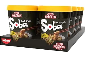 ‎NISSIN Nissin Cup Noodles Soba Cup – Classic, 8er Pack, Wok Style Instant-Nudeln japanischer Art mit Yakisoba-Sauce und Gemüse, schnell im Becher zubereitet, asiatisches Essen (8 x 90 g)