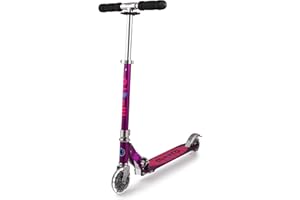 Micro® | Micro Sprite LED Scooter 2 Ruedas Niños | Patinete y Puños Plegables | Ruedas con iluminación LED | Ligero y Regulable en Altura | +5 Años | Niños y Niñas