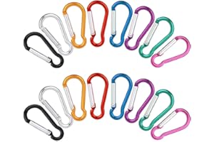 VFANDV 16Pcs Petit Mousqueton 8 Couleurs, en Aluminium, Léger Et Résistant Porte Clef pour Randonnées Camping Pêche Voyages (3,5 x 40 mm)
