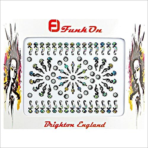 FunkOn® Bollywood Bindi Stickers Indian Face Gems for Festivals Costume Bindis Huge Multipack Diamond Tikka Forehead Makeup Face Tattoos Glitter Accessories Body Crystal Jewels NB26