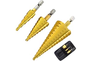 EXGOX 3PCS HSS Step Bits Set High Speed Steel Step Drill Bits Set Cone Drill Bits Hole Cutter for Wood Stainless Steel Sheet Metal