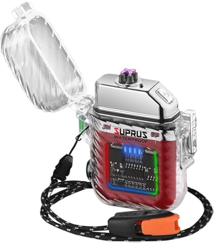 Briquet Plasma Briquet Arc Long Rechargeable Sans Flamme Coupe-Vent Plasma USB Briquet Rotatif 360 Flexible Avec Affichage De La Batterie LED Sécurité Swit Briquet Electrique