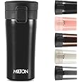 Milton Travel Coffee Mug with Lid 12 oz, Stainless Steel for Drinks, Double Wall Vacuum Insulated Cup for Hot and Cold Drinks, Leakproof Design, Car Cup Holder Friendly - Black