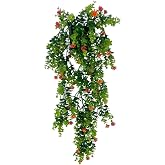 Nettenevime Yapay &Ccedil;i&ccedil;ek Saksıda Sarkan Kırmızı Mineli Şimşir Okaliptus Yapay Sarmaşık 60cm