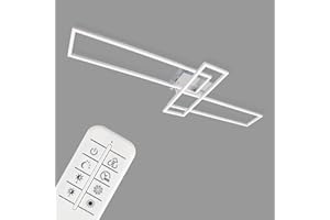 BRILONER Leuchten - Plafoniera a LED, lampada dimmerabile, incl. telecomando, con regolazione della temperatura, alluminio cromato, 1100 x 350 x 100 mm (larghezza x lunghezza x H)