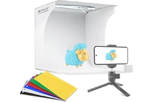 PULUZ Mini Photo Studio Light Tents Adjustable Light Box Photo Box Kit Portable Foldable White Small Photo Light Box with 6 Colour Backgrounds for Displaying Small Items