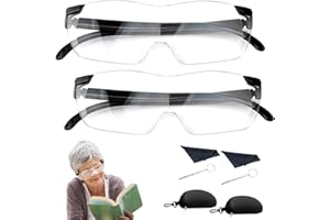 BYZESTY 2 Stück Lupenbrille mit Brillenetui, 300% Vergrößerungsbrille Brillenlupe, Lupenbrille für Brillenträger, Tragbare Leselupe, Lese Lupenbrille für Reparatur Naharbeit Lesen Nähen