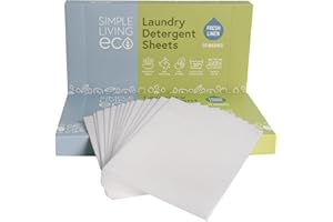 Simple Living Eco, Laundry Detergent Sheets, Simplify Your Washing With Our Compact Laundry Sheets, Eco Washing, Non Bio & Skin-Friendly Travel Wash (64 Sheet Pack, Fresh Linen)