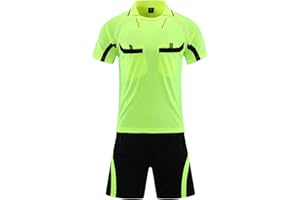 TiaoBug Traje De árbitro De Fútbol Para Hombre Camiseta De Manga Corta + Pantalones Cortos Con Cintura Elástica Uniforme De Partido Ropa Deportivo