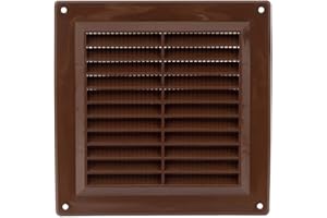ABOUT VENT 150x150mm Rejilla de Ventilación de Plástico ABS Marrone con Mosquitera - Rejillas de Ventilación Rectangulares