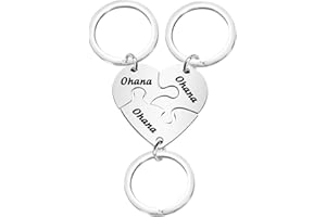BAUNA Ohana Puzzle Keychain Set 3 Ohana Means Family for Mom Sister BBF Best Friends Family Member Gift