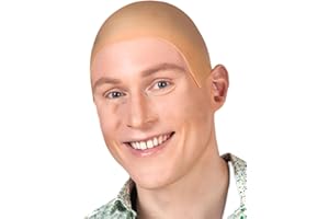 MUNSKT Latex Bald Cap, Thick Skin Head Skull Wig, Fancy Dress Cosplay Hat Costume Accessory for Halloween Adults