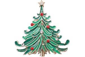 VIOJRLLY 1 Pièce Broche de Noël, Jolie Broches en Forme Arbre de Noël Broche de Style Tendance, Faux Cristal Brooch pour Noël Petit Corsage avec Strass Rouges et Blancs, Accessoire de Vêtements pour Femme