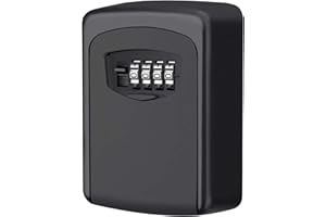 YA MI Key lock box, 4-digit key box, outdoor waterproof wall hanging key safe - Household key storage lock box (black)