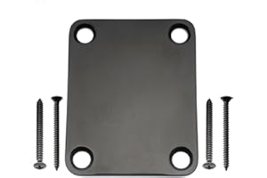 Musiclily Pro Piastra Attacco Manico in Acciaio con 4 Viti per Chitarra Elettrica Stratocaster Telecaster o Basso, Nero