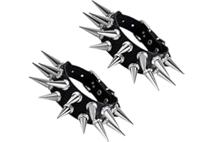 Manfnee 2Pz Nero Bracciale Rivetto Borchie Polsino Punk Rock Goth Uomo Donna Accessorio motociclista