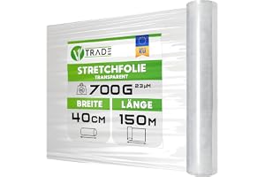 V1 Trade Plastfolie Transparent - 150 m x 40 cm Rulle - Sträckfilm