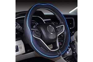 ‎MAYCO BELL Mayco Bell 2019 New Mikrofaser Leder Auto Extra Large 17 18 19 Zoll Lenkradbezug für Big Trucks (Schwarz Blau, 47-48 cm')