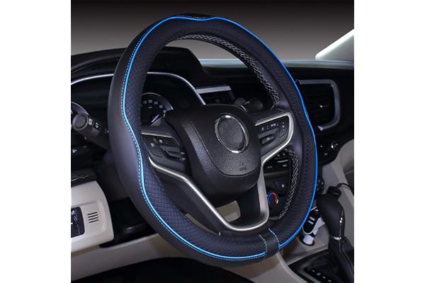 2019 Nouveau Couvre-Volant en Cuir Microfibre Noir Bleu pour Prius Civic 35-36.25 cm