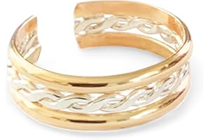 TOE RINGS & THINGS Toe Ring | Braid Stack 14K Gold Fill & Sterling Silver | Unisex Adjustable Toe Ring for Men or Women | One Size Fits All | Two-Tone Mixed Metal Ring, Metal, No Gemstone