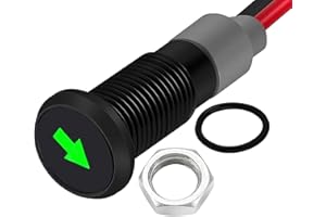 RUNCCI-YUN LED Indicador de metal LED Panel Piloto Dash Indicador de luz de Advertencia 12V-24V 8mm Lámpara Piloto Dash (verde) (flecha simple)