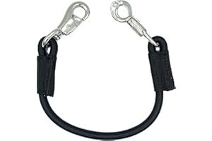 JA HORSE Cuerda elástica de amarre de transporte con gancho de pánico y cierre de toro, para remolques de equitación, caja y establo (60 cm, negro puro)