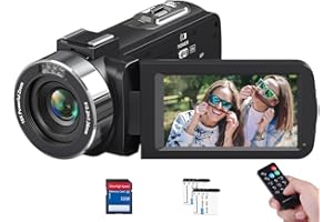 CENZOAR Video Camera 4K Camcorder 18X Digital Zoom IR Night Vision 48MP Vlogging Camera for YouTube, 3.0 Inch 270° Rotation HD Touch Screen Camcorder Recorder with Remote Control, 2 Batteries, 32GB SD Card