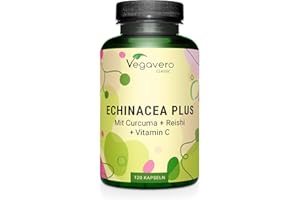 ‎VEGAVERO Echinacea Komplex 500mg | Vitamin C, Zink, Kurkuma und Reishi | Kapseln mit Acerola, Beta Glucan und Antioxidantien | 120 Stück | Immunsystem stärken* | Vegan | Vegavero