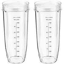 Mixer Becher & Deckel Set Für Ninja - 2 Ersatzbecher 18oz & 24oz Mit Dichtungen Für SS100, SS101, SS300