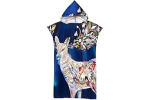 FANSU Surf Poncho de Bain Poncho de Plage, Unisexe Microfibre sans Manches Peignoir de Piscine Serviette pour Adulte Femmes et Hommes Serviette à Changement (75x110cm,cerf Peint)