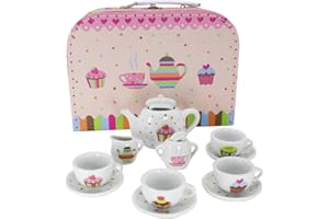 GICO Maletin Cupcake - Juego de té para niños y niñas, vajilla de Porcelana - 36379