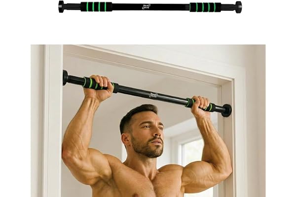 Roughhouse Pull Up Bar for Home Workout No Screw Doorway Chin Up Bar 100 KG Capacity Adjustable 62 82 CM Height Increase Bar for Men, Women & Kids Anti-Skid Foam Grip