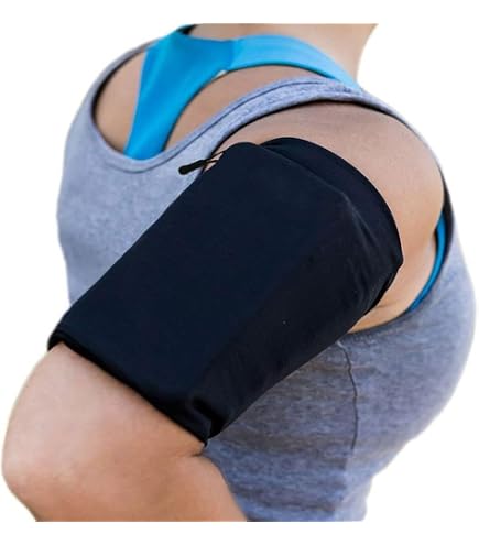 Armband Telefoonhouder Voor Hardlopen – Dubbele Ritssluiting, Reflecterende Strepen, Geschikt Voor Telefoons Tot 6,8 Inch, Met Verstelbare Schouderriem, Grijs, Ideaal Voor Sport En Outdoor