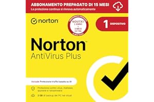 NORTONLIFELOCK Norton Antivirus Plus 2026|1 Dispositivo|15 mesi rinnovo automatico|Digital Download