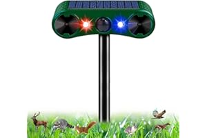 PEHTIY Repulsif Chat Exterieur, Répulsif Chat Ultrason, 2 Modes Repulsif Chat Solaire avec Lumière LED et Détecteur de Mouvement, Étanche IP54 Répulsif Animaux pour Anti Chats Chiens Souris Ratons Oiseaux