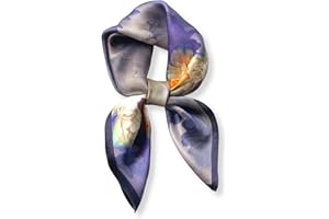 PoeticEHome 100% Pure Mulberry Silk Neck Scarf 26"x26" Women Square Neckerchief Headscarf Gift Packed