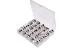 JZK 25 x Bobine metallo rocchetti spolette vuoto con scatola per macchina da cucire Brother Janome Singer Elna Babylock Kenmore ecc