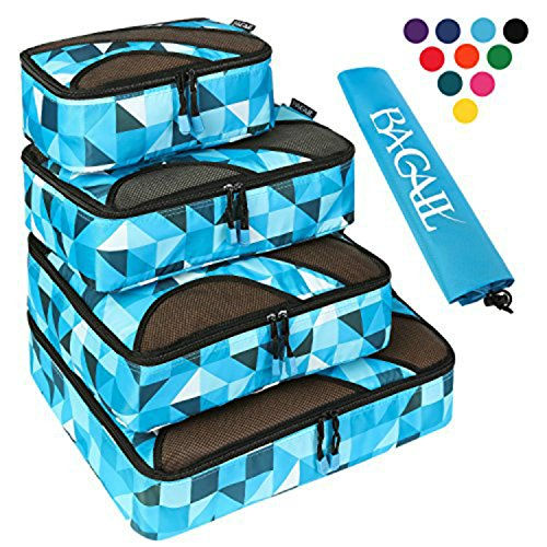 4 Set Packing Cubes,Travel Luggage Packing Organizers with Laundry Bag (Geometry)