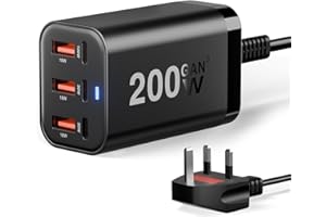 SANARIO 200W USB C Fast Charger 6-Port GaN III USB Charging Station PD 100W 65W Laptop Desktop Charger Compatible with MacBook Pro/Air,Steam Deck,Dell XPS,iPhone 16 Pro/15,Galaxy S24/S23/Switch 2