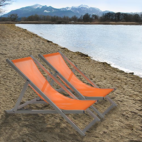 Liegestuhl Deckchair SANJO klappbar in vielen Farben Gartenliege 3-fach höhenverstellbar Gartenstuhl Klappstuhl Strandliege, Farbe:Himbeerpink - 8
