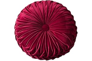 Bprtcra Cojín Redondo de Terciopelo de 35 cm Hecho a Mano para el Suelo con Pliegues Redondos, para Silla de Sofá, Cama, Decoración de Coche, Cojines Redondos de Terciopelo (Type D)