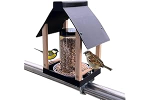 STAFECO® Vogelfutterhaus Vogelhaus Balkon Wetterfest Futterhaus Handarbeit Gartenvögel im Garten I Balkonhalterung mit Einer Größe von 30 bis 60 mm.