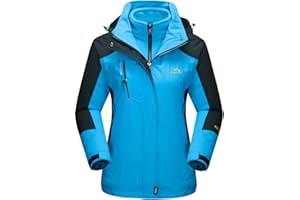 TACVASEN Women's 3-IN-1 Jackets Waterproof Fleece Jacket Outdoor Skiing Snowboarding Coat