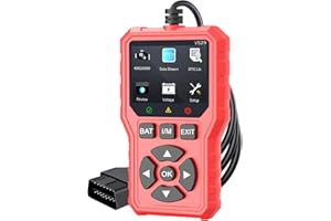 EAFCar Wired Car OBD2 Scanner,Plug and Play Code Reader, Engine Fault Code Reader Scanner CAN Diagnostic Scan Tool with Live Data Stream, Code Reader and Battery Test, Black and Red