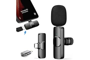 Reditainer Micrófono de Solapa Inalámbrico Plug&Play para iPhone/iOS/Android, Microfono Inalambrico para Youtube, Facebook, Twitter, TIK Tok Video y transmisión en Vivo. (Viene con un Adaptador)
