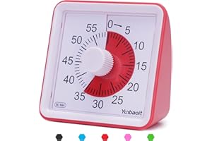 Yunbaoit Wizualny zegar analogowy, cichy zegar odliczający, narzędzie do zarządzania czasem dla dzieci i dorosłych (czerwony)