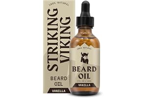Striking Viking Vaniljskäggolja (stor 2 oz.) - 100 procent naturlig skäggbalsam med ekologisk argan och jojobaskäggolja med v