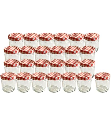 gouveo Set van 16 klassieke inmaakpotten 180 ml met schroefdeksel – Lege potten om in te maken en te bewaren – Kleine potjes voor jam, honing en zelfgemaakte producten (EGC180G