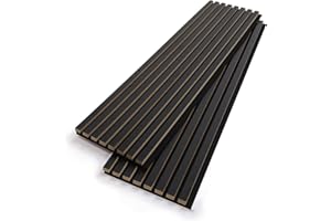 BUBOS Akustikpaneele 2er Set, 120x32,7 cm Wandpaneele Holz, wandverkleidung holzpaneele wand für Wohnzimmer,Home Office & Studio(Mattschwarz)