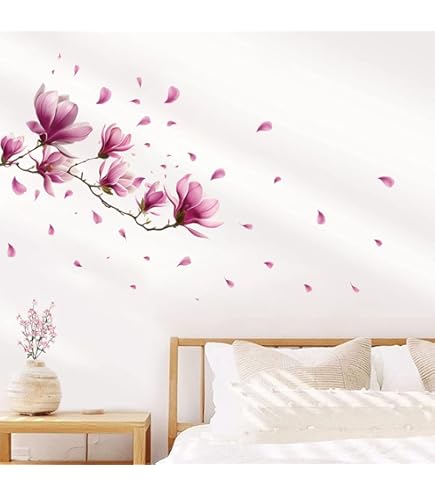Muursticker Palmblad voor roze muur - Böhmer